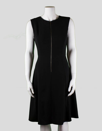 Elie Tahari Black Sleeveless Triangular Sheath Dress With A Wider And Flounced Hem Size 6