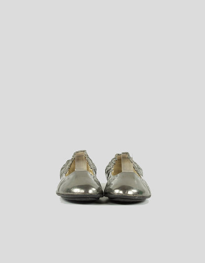 JIMMY CHOO Elasticated Ankle Flats - 38.5 IT | 8.5 US