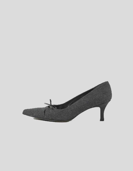 Stuart Weitzman Grey Flannel Kitten Heel Closed Toe Pumps - 8M US