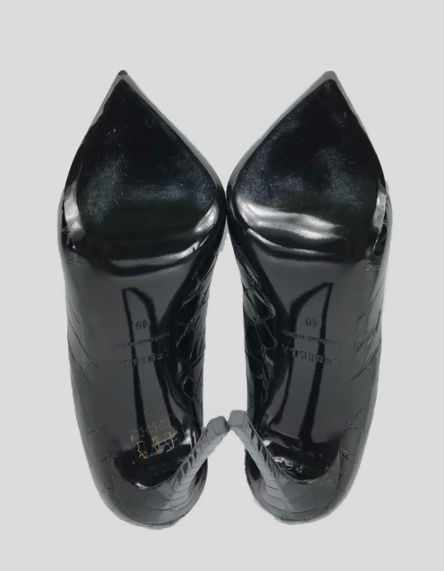 LE SILLA Patent Leather Croc Design Heels - 40 IT | 10 US