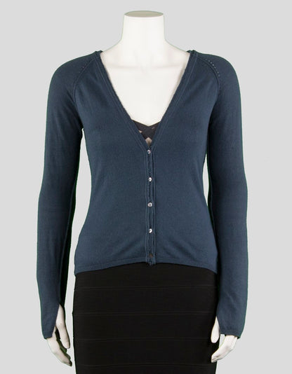 Joie Blue Long Sleeve V-Neck Button Down Cardigan Size Small