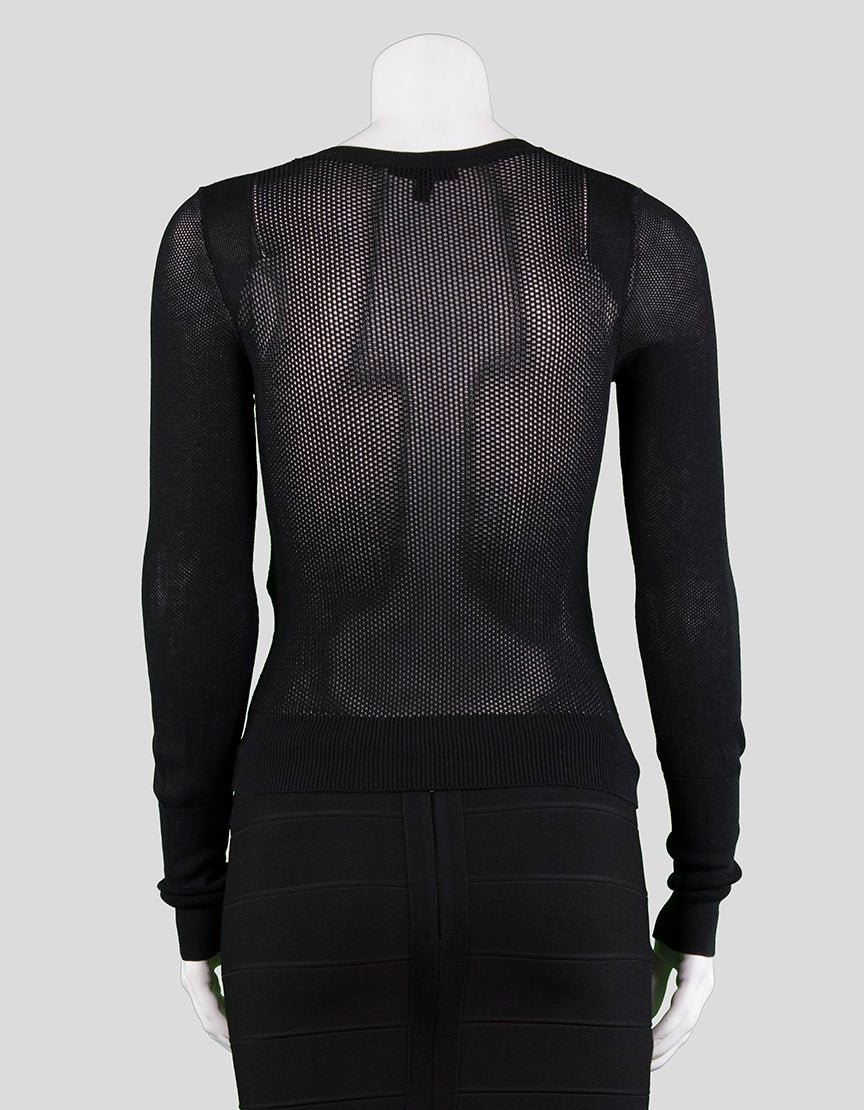 Belstaff Long Sleeve Crew Neck Sweater In A Sheer Knit Weave Size Small