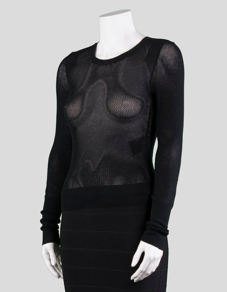 Belstaff Long Sleeve Crew Neck Sweater In A Sheer Knit Weave Size Small