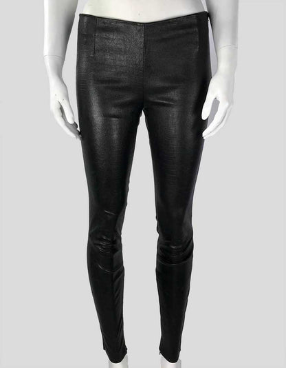 VINCE Black Leather Skinny Pants - X-Small