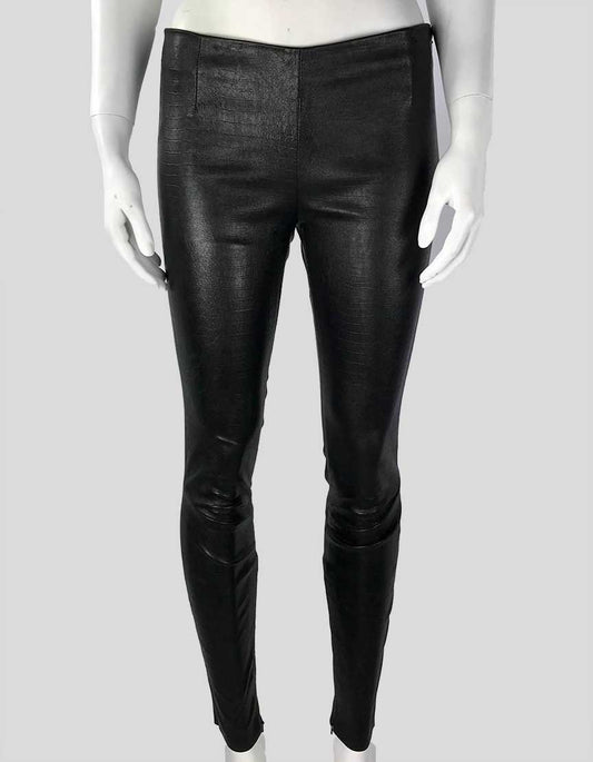 VINCE Black Leather Skinny Pants - X-Small