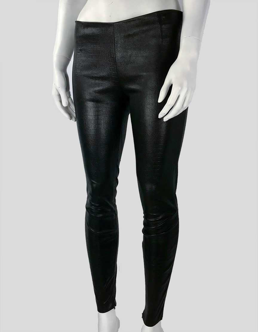 VINCE Black Leather Skinny Pants - X-Small