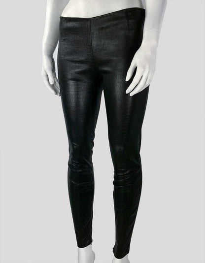 VINCE Black Leather Skinny Pants - X-Small