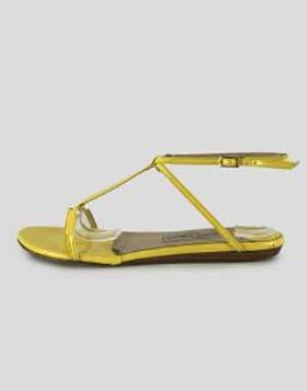 Jimmy Choo Fiona Yellow Sandals In Patent Leather Size 38 It