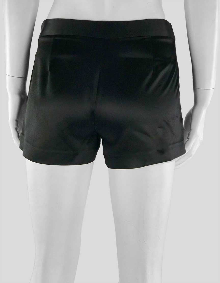 Theory Black Satin Shorts With Side Pockets Size 2 US