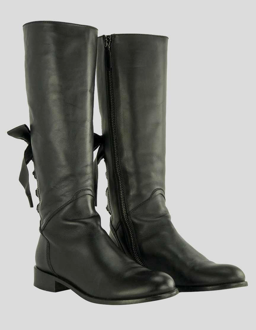 VALENTINO RED Knee High Black Boots - 39.5 IT | 9.5 US