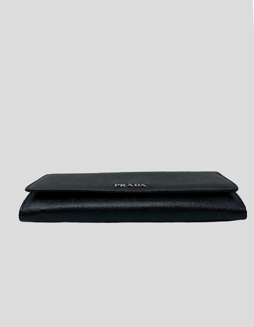 Black Large Saffiano Leather Wallet