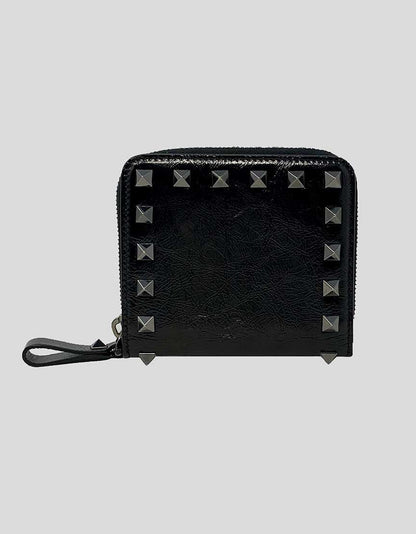 Valentino Zip Around Rockstud Compact Wallet