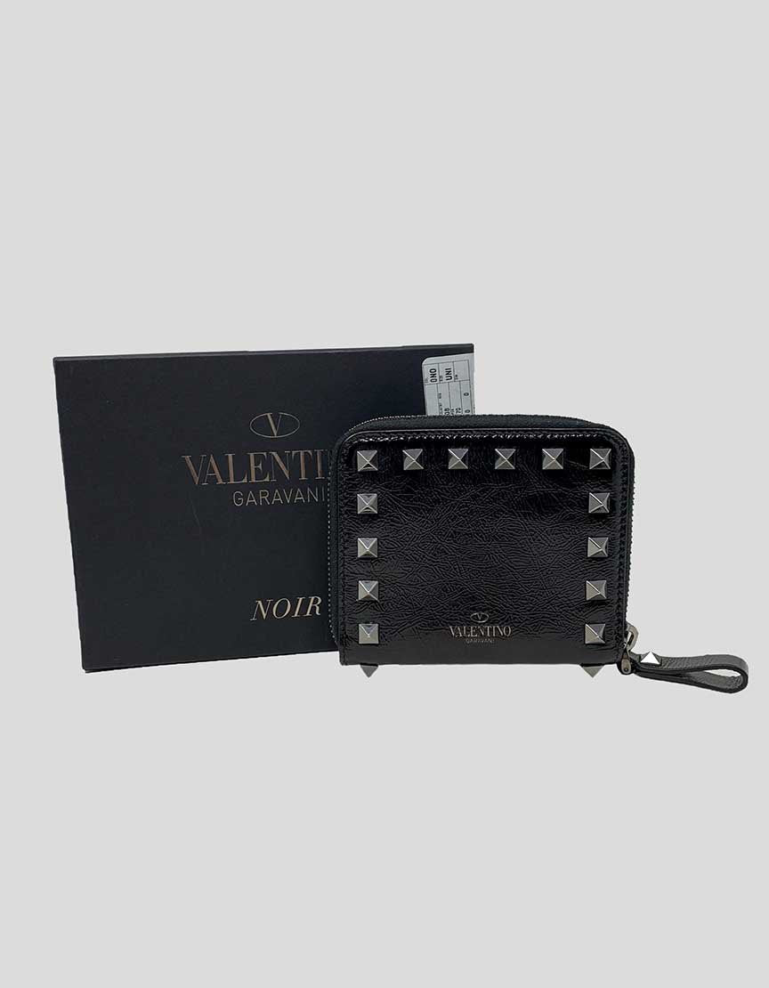 Valentino Zip Around Rockstud Compact Wallet