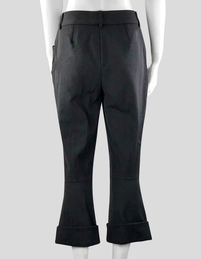 Dolce Gabbana Black Flat Front Mid Rise Wide Legged Cropped Pants With Cuffs Size 44 It