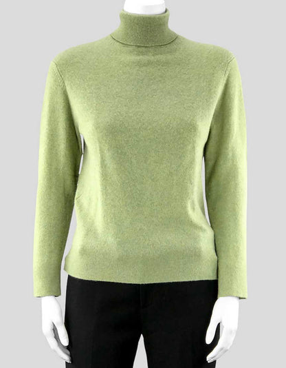 Tse Long Sleeve Green Cashmere Turtleneck Sweater Size Medium