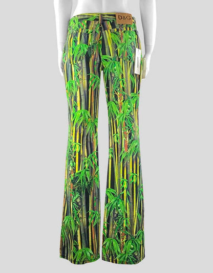 D&G Jeans 5 Pocket Green Bamboo Pattern Pants - 44 IT | 10 US