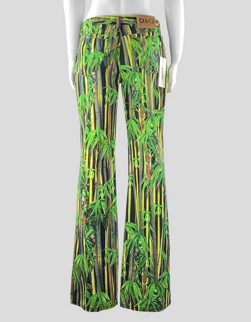 D&G Jeans 5 Pocket Green Bamboo Pattern Pants - 44 IT | 10 US