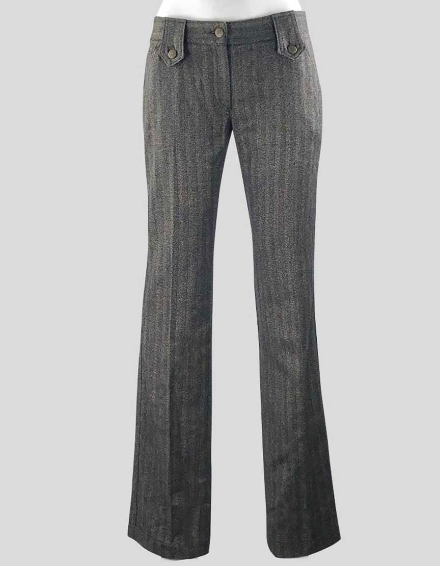Dolce Gabbana Brown Wool Houndstooth Straight Leg Low Rise 5 Pocket Pants With Buckle Detail On Back Wide Belt Loops Size 42 It