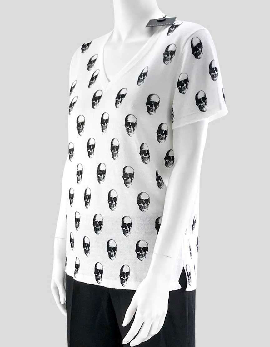 Skull Cashmere Women's White V-Neck - Large