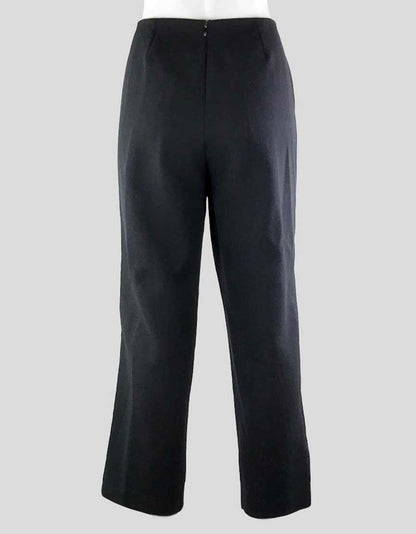 Dolce Gabbana Women's Black Stretch Wool High Rise Flat Front Pants With Full Side Zippers Size 46 It