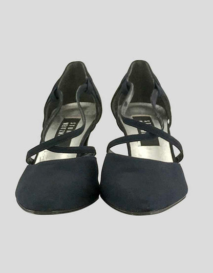 Stuart Weitzman Navy Blue Fabric Evening Pumps - 7W US