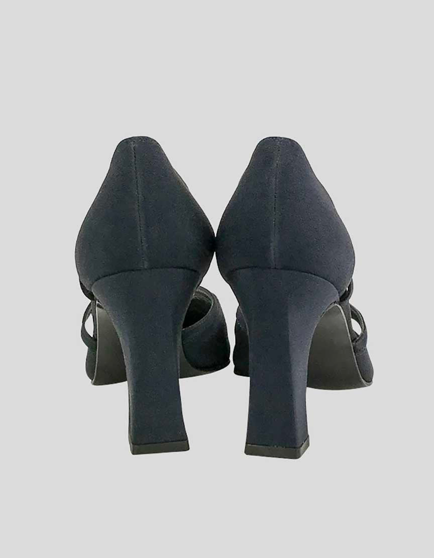 Stuart Weitzman Navy Blue Fabric Evening Pumps - 7W US