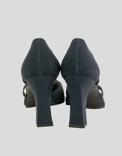 Stuart Weitzman Navy Blue Fabric Evening Pumps - 7W US