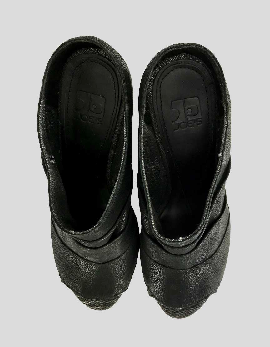 Joe's Jeans Women's Black Peep Toe Platform Wedge Ankle Booties - 7.5 M US