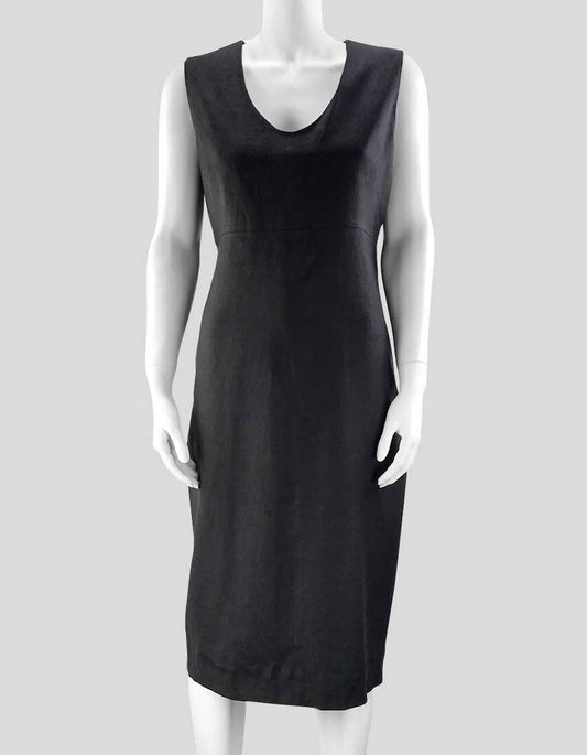 Tse Women's Black Sleeveless Scoop Neck Linen Shift Dress - 10 US