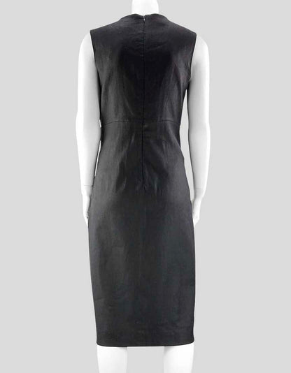 Tse Women's Black Sleeveless Scoop Neck Linen Shift Dress - 10 US