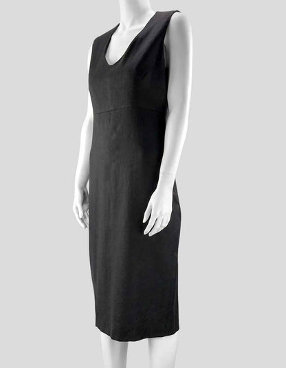 Tse Women's Black Sleeveless Scoop Neck Linen Shift Dress - 10 US