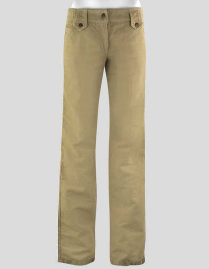 Dolce Gabbana Women's Tan 5 Pocket Mid Rise Wide Legged Thick Cotton Twill Pants With Back Pocket Detail Design Buckle Detail On Back 42 It