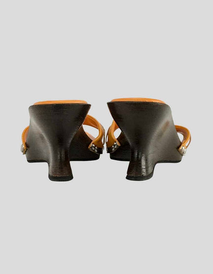 Salvatore Ferragamo Orange Platform Wedge Slide - 7.5 US