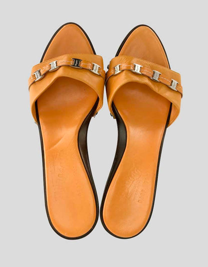 Salvatore Ferragamo Orange Platform Wedge Slide - 7.5 US