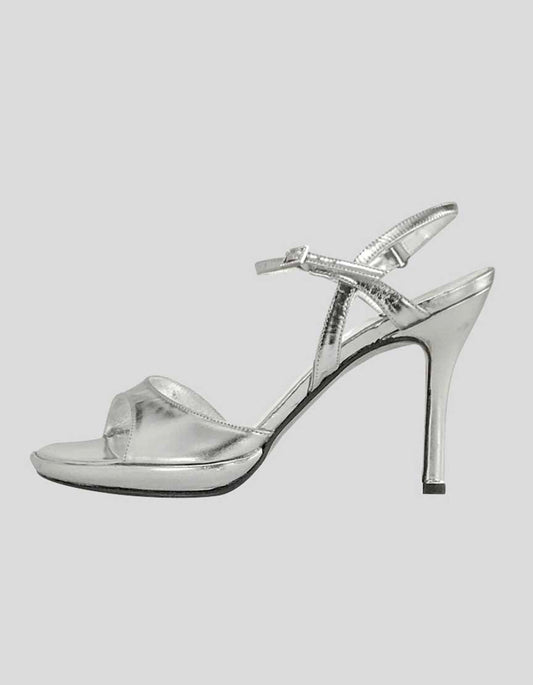 Stuart Weitzman Silver Evening Sandal - 8 B US