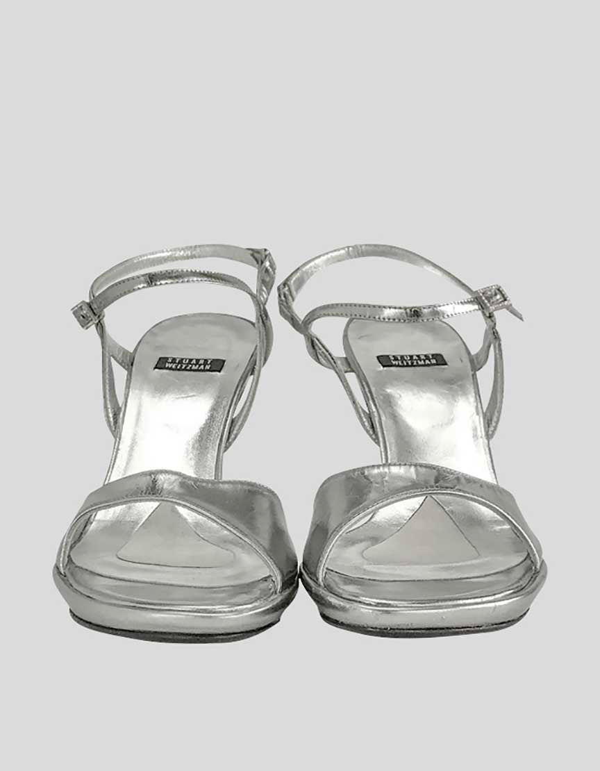 Stuart Weitzman Silver Evening Sandal  - 8 B US