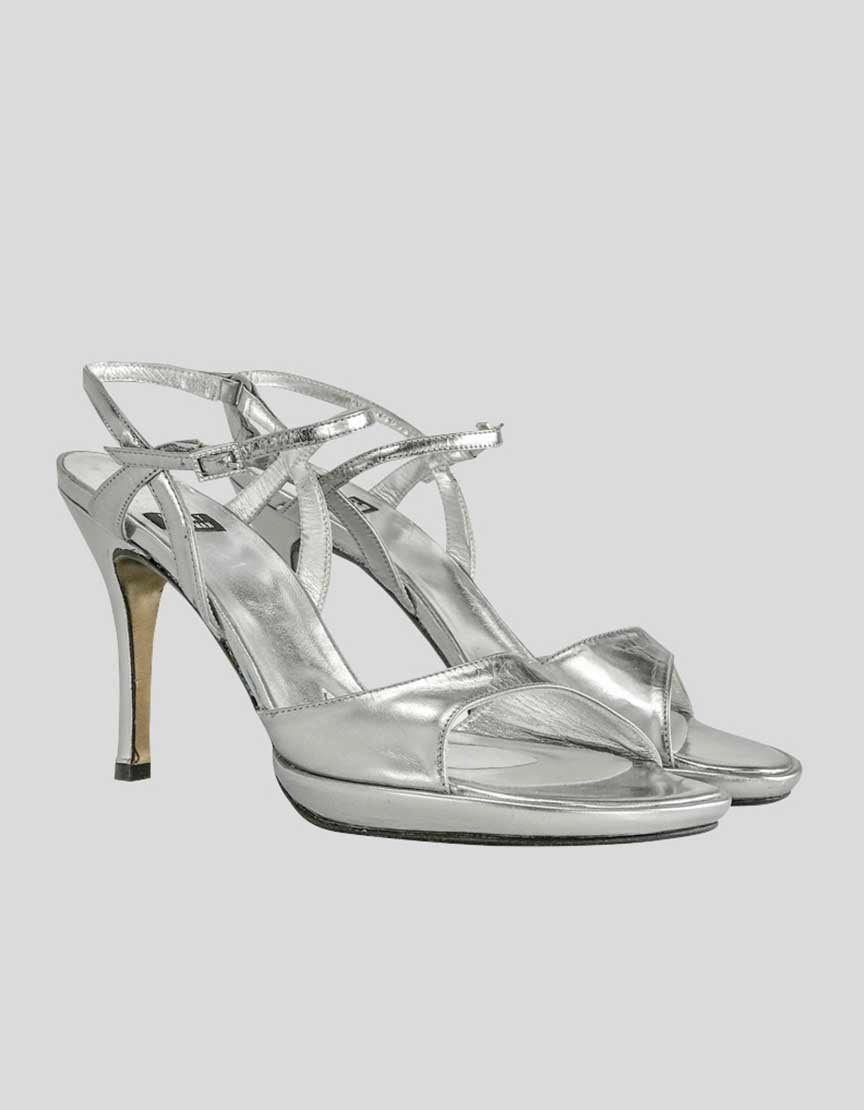 Stuart Weitzman Silver Evening Sandal  - 8 B US