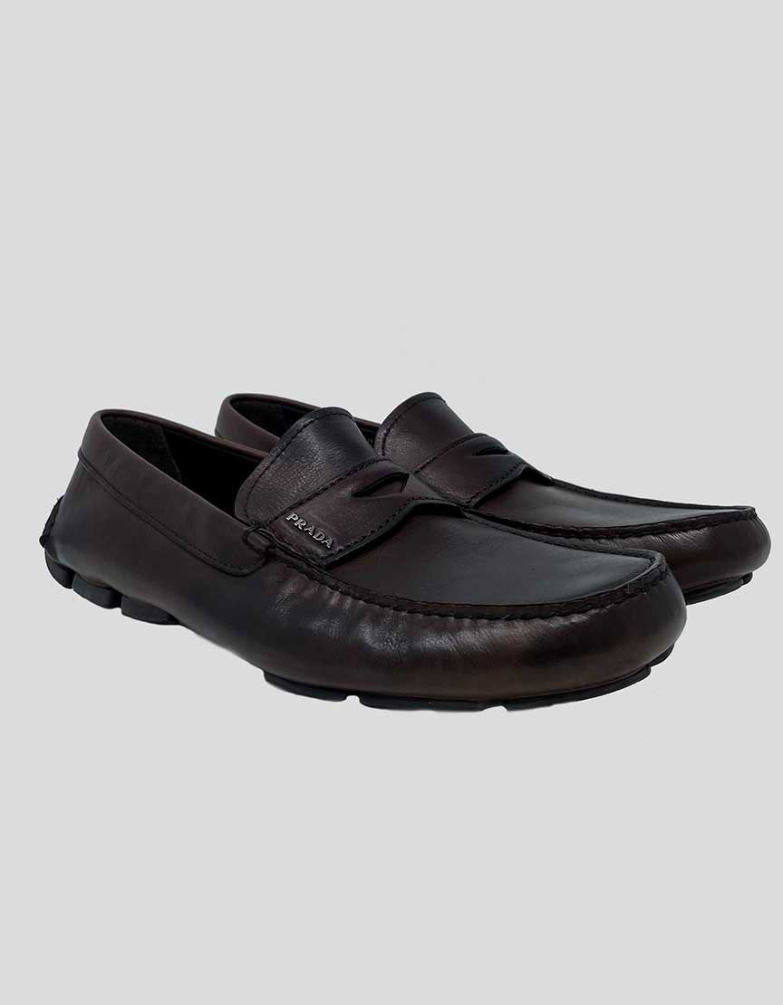 Prada Men's Penny Loafer Driving Shoes Size 8.5 US