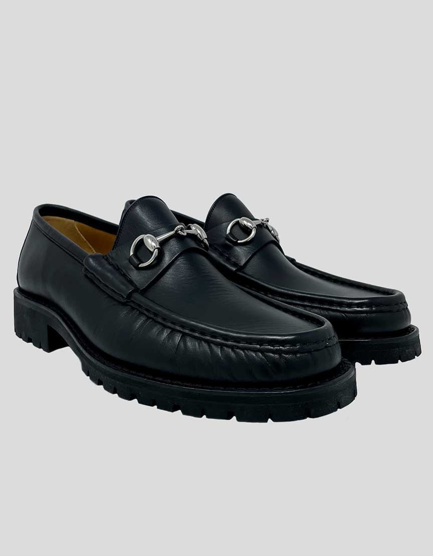 Gucci 955 Horsebit Accent Leather Dress Loafers 8.5 US