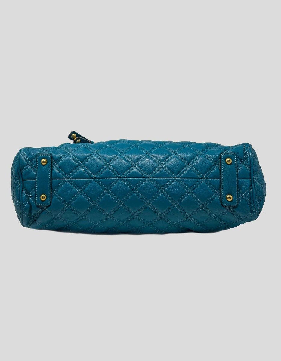 MARC JACOBS Blue Quilted Leather Stam Satchel