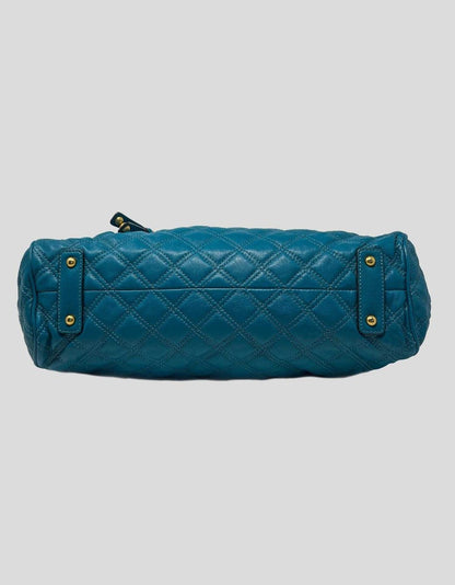 MARC JACOBS Blue Quilted Leather Stam Satchel