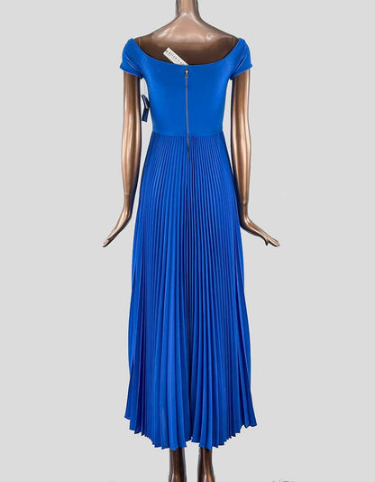 Alice + Olivia Blue Pleated Gown Size 0 US