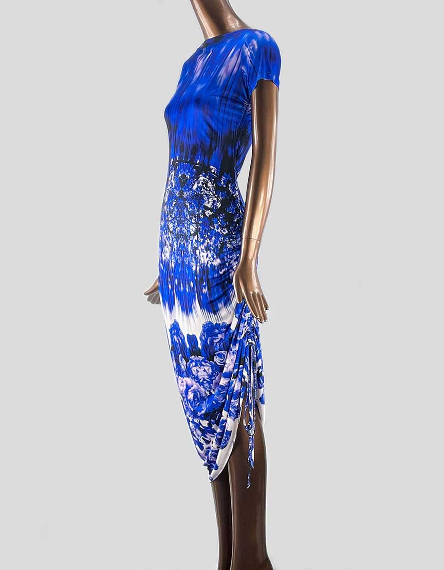 Jean Paul Gaultier Soliel Blue Midi Dress With Side Ruching