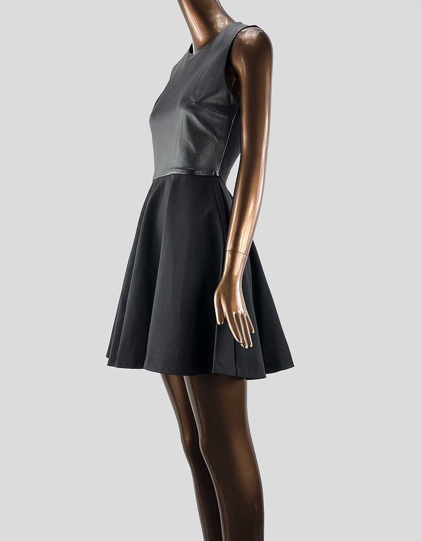 Diane Von Furstenberg A Line Mini Dress Leather Detail - 4 US
