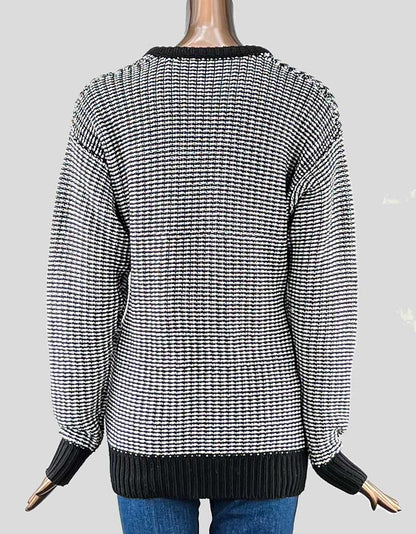 T By Alexander Wang Black And White V-Neck Sweater Size Small