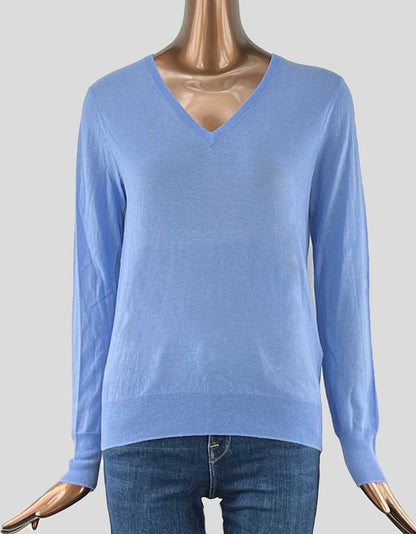 Equipment Thin Wool Blend V-Neck Sweater With Long Sleeves X-Small