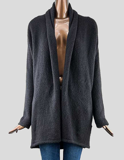 Vince Black Open Front Swing Wool Cardigan Sweater Size Small