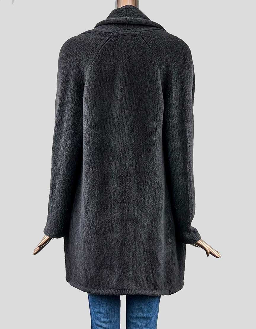 Vince Black Open Front Swing Wool Cardigan Sweater Size Small