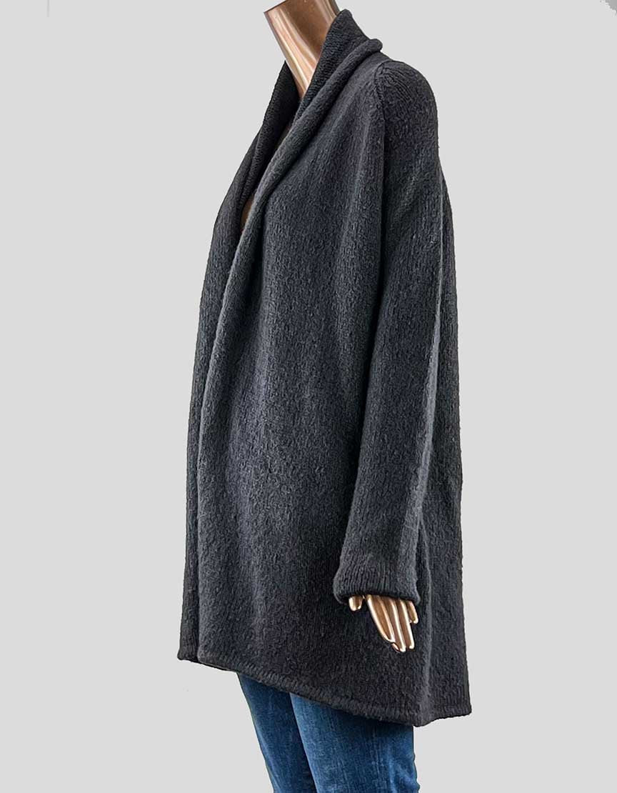 Vince Black Open Front Swing Wool Cardigan Sweater Size Small