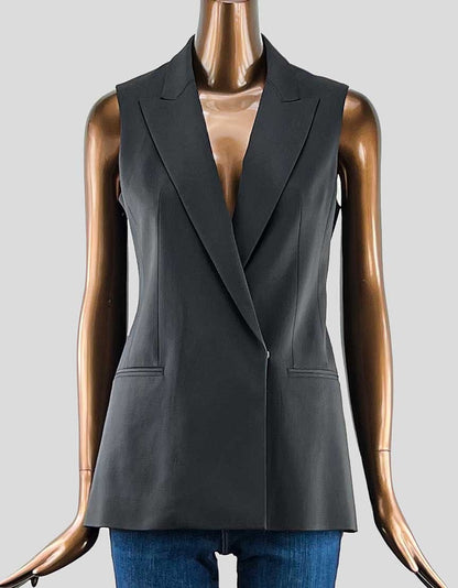 Theory Women Black Crossover Wool Vest Size 4 US